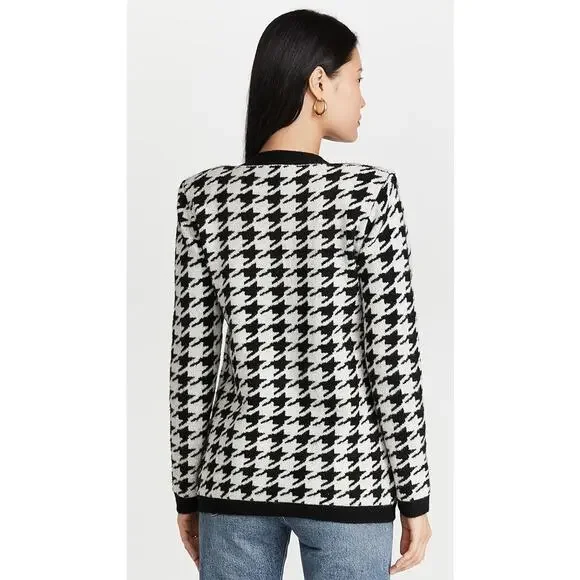 L'AGENCE Maddy Houndstooth Double Breasted Cardigan